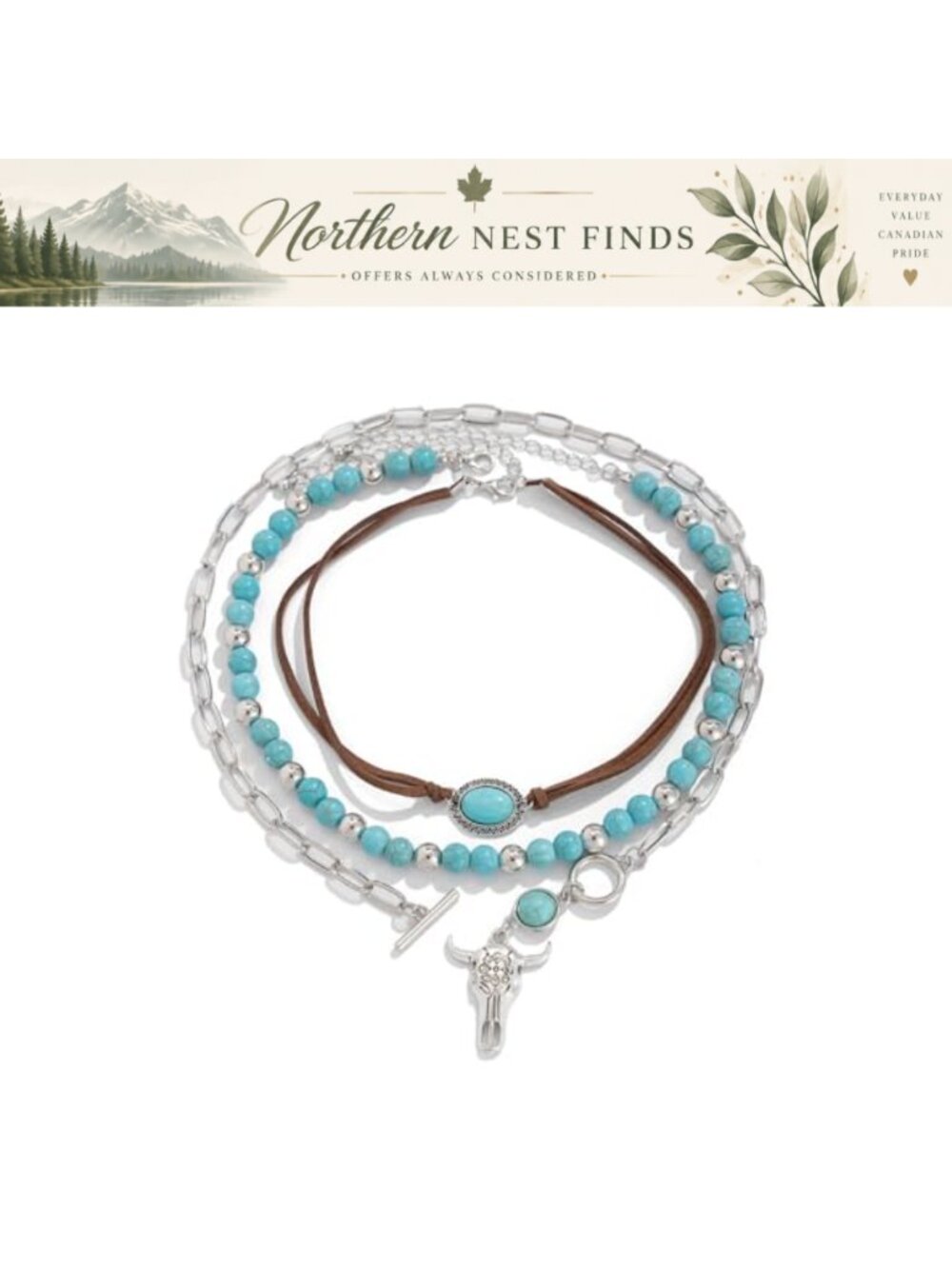 Western Turquoise Choker Necklace Set Suede Layered Cowgirl Outfit Jewelry